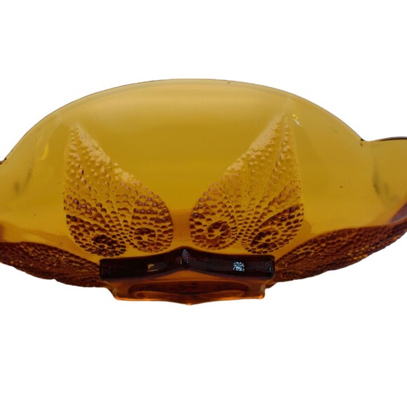 Vintage Anchor Hocking Renaissance Amber Leaf Glass Oval Relish Dish Candy  10" - Picture 4 of 8